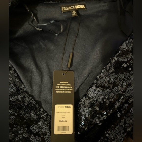 Fashion Nova Sequins Navy blue mini dress - Picture 3 of 5